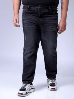 Hardsoda - By The Indian Garage Co Men Plus Size Solid Stretchable Jeans Black