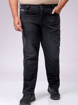 Hardsoda - By The Indian Garage Co Men Plus Size Solid Stretchable Jeans Black