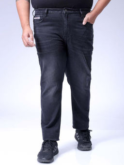 Hardsoda - By The Indian Garage Co Men Plus Size Solid Stretchable Jeans Grey