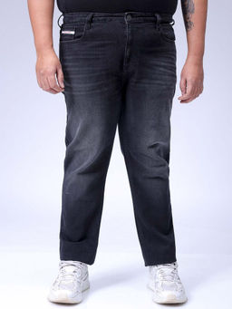 Hardsoda - By The Indian Garage Co Men Plus Size Solid Stretchable Jeans Black