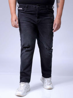 Hardsoda - By The Indian Garage Co Men Plus Size Solid Stretchable Jeans Black