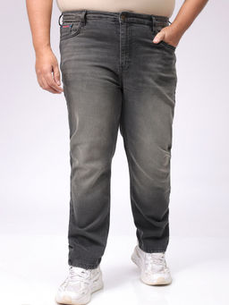 Hardsoda - By The Indian Garage Co Men Plus Size Solid Stretchable Jeans Brown