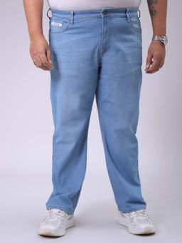 Hardsoda - By The Indian Garage Co Men Plus Size Vintage Solid Stretchable Jeans Blue