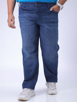 Hardsoda - By The Indian Garage Co Men Plus Size Vintage Solid Stretchable Jeans Navy Blue