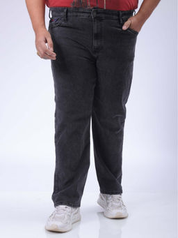 Hardsoda - By The Indian Garage Co Men Plus Size Vintage Solid Stretchable Jeans Black