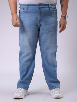 Hardsoda - By The Indian Garage Co Men Plus Size Vintage Solid Stretchable Jeans Blue