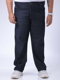 Hardsoda - By The Indian Garage Co Men Plus Size Vintage Solid Stretchable Jeans Navy Blue