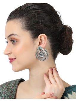 Adwitiya - Silver-Toned Contemporary Chandbalis