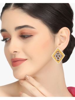 Adwitiya - Women Gold-Plated Rectangle Earrings