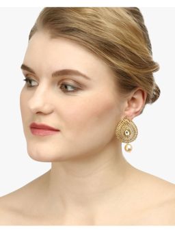 Adwitiya - Women Gold Plated Stone and Pearl Drop Earrings