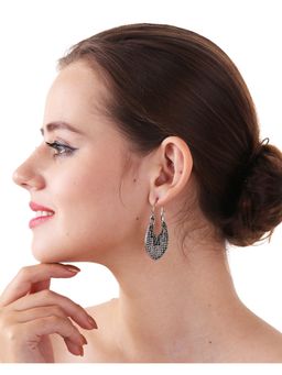 Adwitiya - Women Silver Oxidised Small Beads Studded Beautiful Dangle Earring