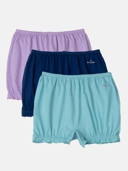 Jockey - SG06 Girls Cotton Bloomers - Blue Depths, Lavendula & Angel Blue (Pack of 3)