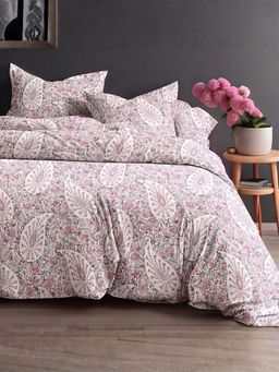 the White Moss - Mauve Pure Cotton 220Tc Bedsheet With 2 Pillow Covers (Queen)