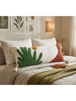 HOSTA HOMES - Pure cotton hand crafted Long Lumber Cushion Cover with filler (14 x 36 Inches)