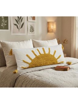 HOSTA HOMES - Pure cotton hand crafted Long Lumber Cushion Cover with filler (14 x 36 Inches)