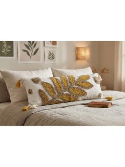 HOSTA HOMES - Pure cotton hand crafted Long Lumber Cushion Cover with filler (14 x 36 Inches)