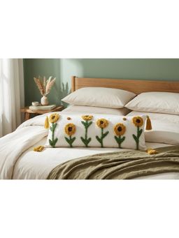 HOSTA HOMES - Pure cotton hand crafted Long Lumber Cushion Cover with filler (14 x 36 Inches)