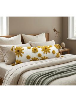 HOSTA HOMES - Pure cotton hand crafted Long Lumber Cushion Cover with filler (14 x 36 Inches)