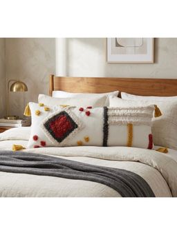 HOSTA HOMES - Pure cotton hand crafted Long Lumber Cushion Cover with filler (14 x 36 Inches)