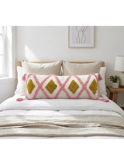 HOSTA HOMES - Pure cotton hand crafted Long Lumber Cushion Cover with filler (14 x 36 Inches)