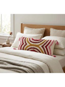 HOSTA HOMES - Pure cotton hand crafted Long Lumber Cushion Cover with filler (14 x 36 Inches)