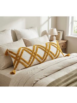 HOSTA HOMES - Pure cotton hand crafted Long Lumber Cushion Cover with filler (14 x 36 Inches)
