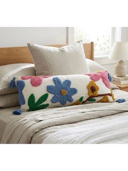 HOSTA HOMES - Pure cotton hand crafted Long Lumber Cushion Cover with filler (14 x 36 Inches)