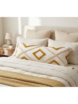 HOSTA HOMES - Pure cotton hand crafted Long Lumber Cushion Cover with filler (14 x 36 Inches)