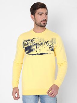 Spykar - Yellow Cotton Slim Fit Sweatshirt For Men