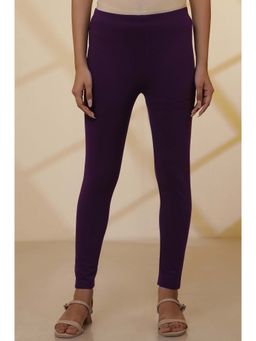 Aurelia - Purple Stretchable Interlock Women Leggings
