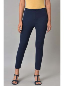 Aurelia - Navy Blue Stretchable Interlock Women Leggings