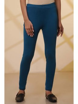 Aurelia - Teal Interlock Ankle Length Festive Leggings