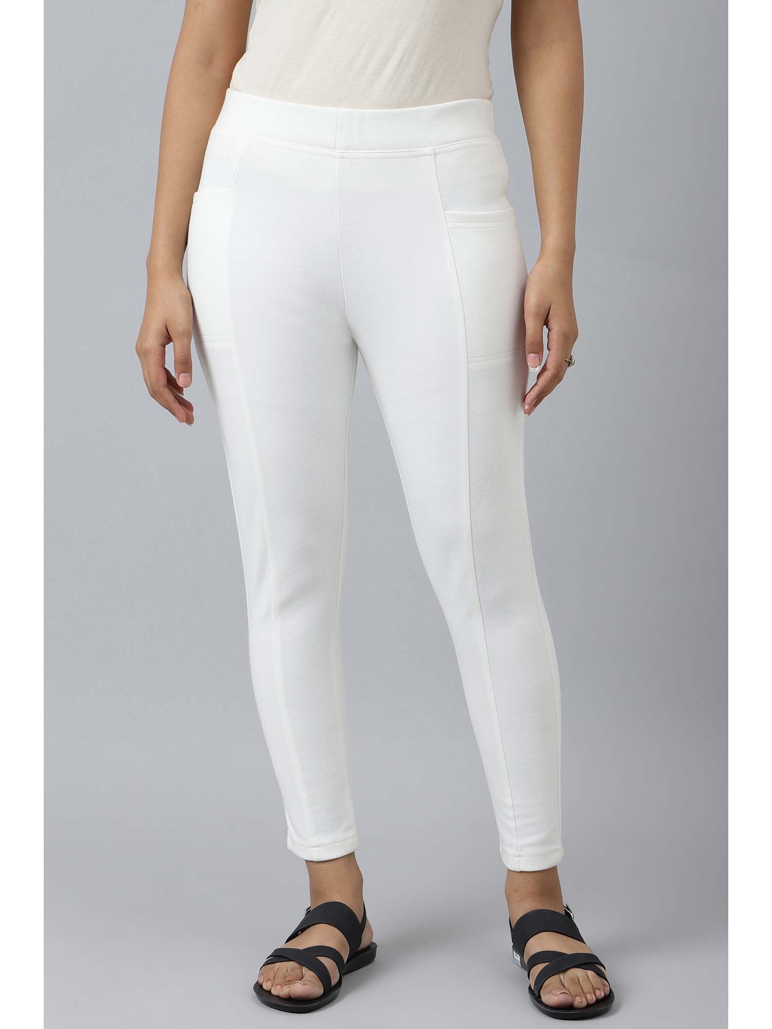 aurelia White Solid Casual Leggings-picture-40