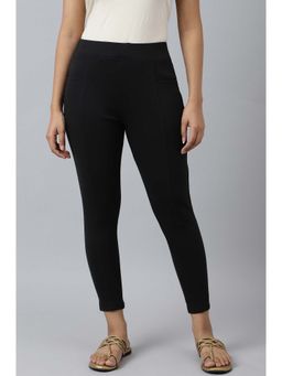 Aurelia - Black Solid Casual Leggings