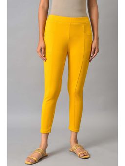 Aurelia - Yellow Solid Casual Leggings