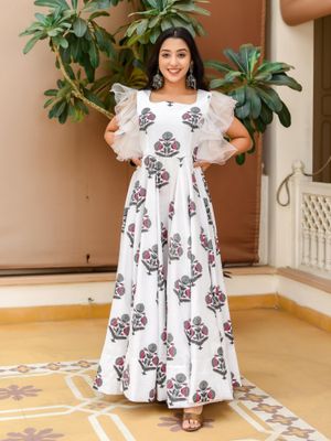 Salt White Mughal Boota Dress