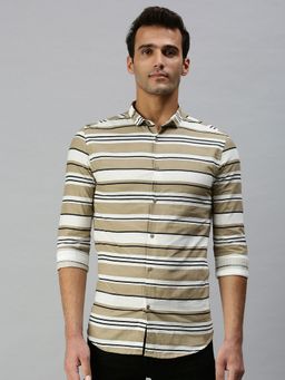 SHOWOFFFF - Men's Casual Cotton Striped Shirts-beige