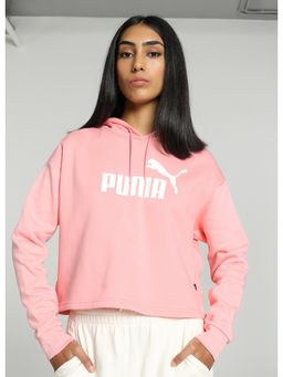 Puma - Essentials Cropped Logo Womens Pink Hoodies