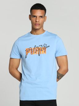 Puma - Stylized Typography Mens Blue T-Shirt