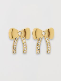 Pomelo - Bow Rhinestone Earrings - Multi Color