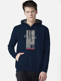 BULLMER - Navy Bluevy Blue Designer Men Full-sleeve Hooded Sweatshirt With Kangaroo Pocket