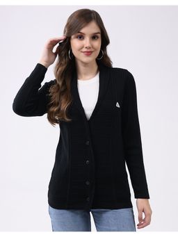 Monte Carlo - Women Regular Fit Notch Lapel Full Sleeve Textured Cardigan