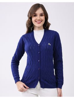 Monte Carlo - Women Regular Fit V Neck Full Sleeve Textured Cardigan