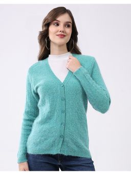 Monte Carlo - Women Regular Fit V Neck Full Sleeve Textured Cardigan