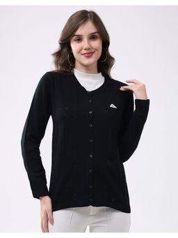 Monte Carlo - Women Regular Fit Round Neck Full Sleeve Self Design Cardigan