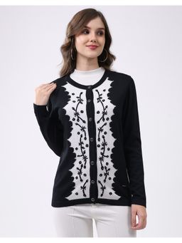 Monte Carlo - Women Regular Fit Round Neck Full Sleeve Textured Cardigan
