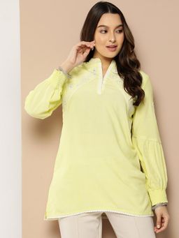 Nayam by lakshita - Women Yellow Embroidered Long Sleeves Top
