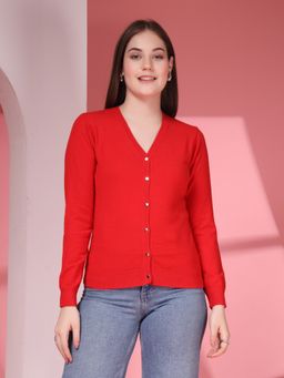Juelle - Red Women Woollen Cardigan
