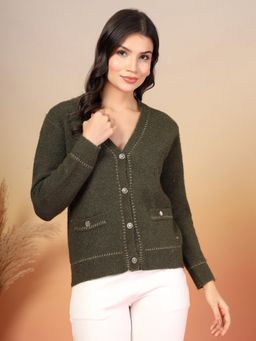 Juelle - Olive Women Woollen Cardigan