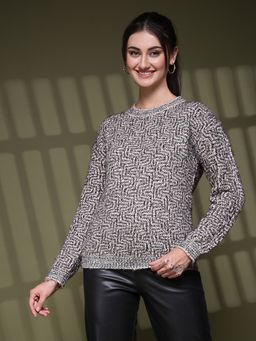 Juelle - Black Women Abstract Pullover Sweaters